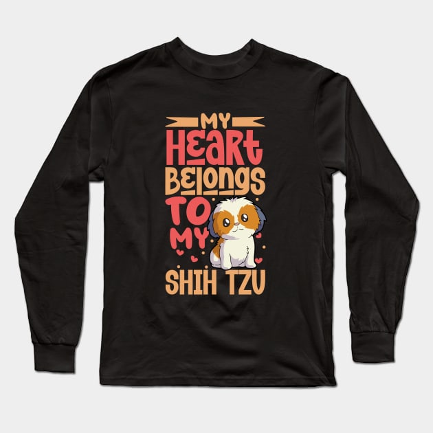 My heart belongs to my Shih Tzu Long Sleeve T-Shirt by Modern Medieval Design